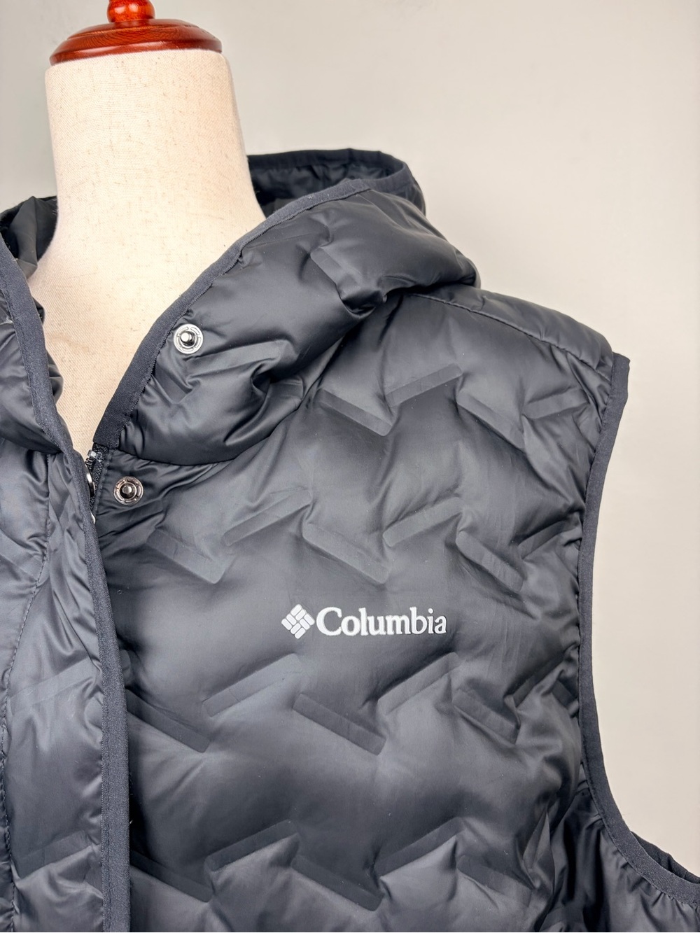 Columbia Omni-Heat Puffer Vest Hooded Black 3X Plus Down Cinch Waist - Picture 4 of 11